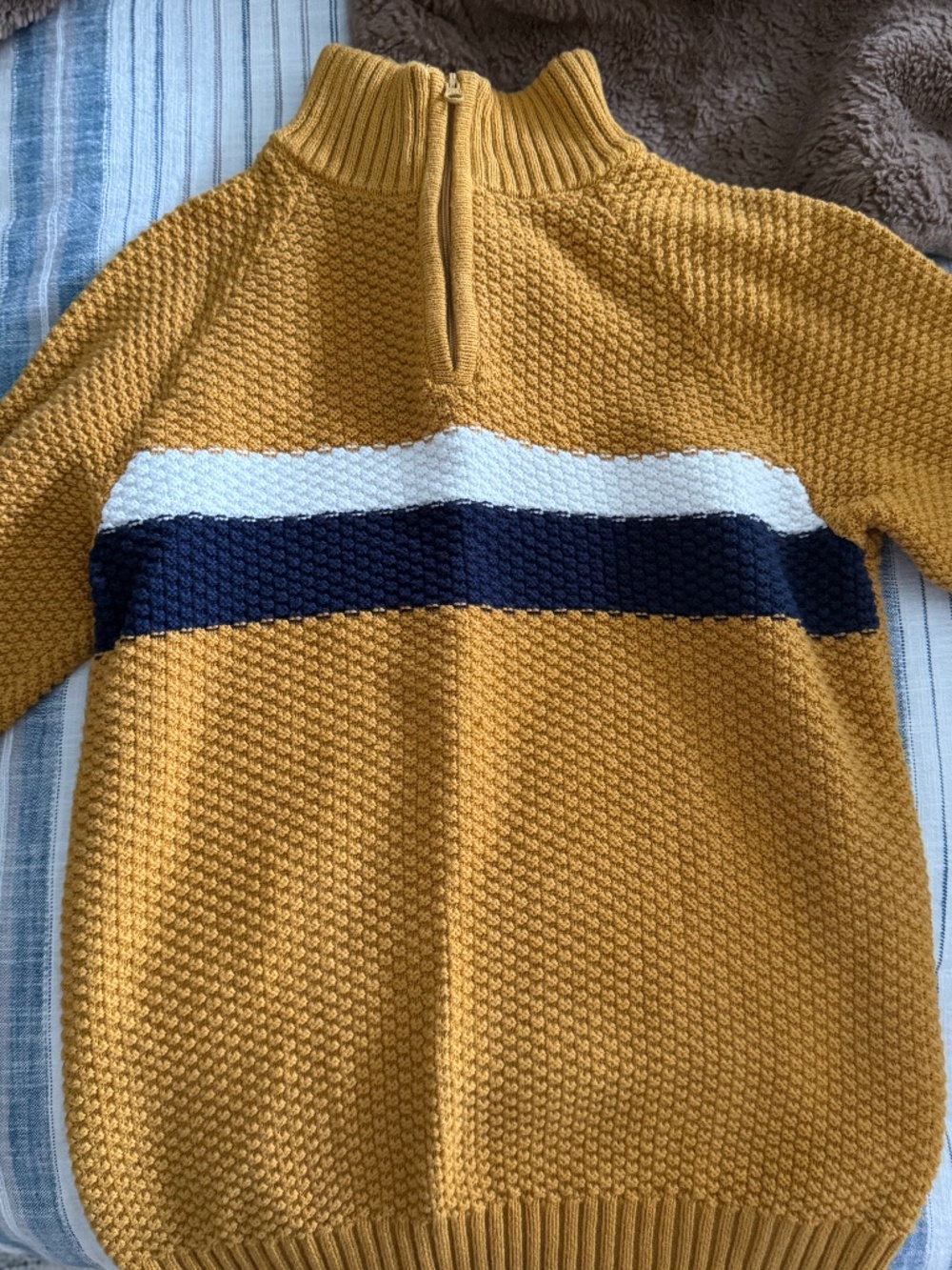 Janie and Jack Boys Mustard Quarter-Zip Sweater – Size 10